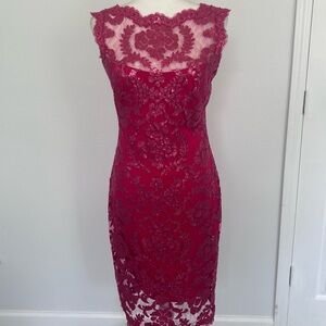 Tadashi Shoji Red Lace Midi Dress